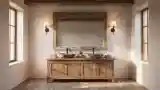 Rustic Bathroom with Wood and Stone