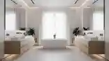 Minimalist Bath with Floating Tub
