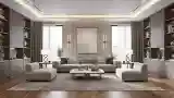 Minimalist Living Room with Wood and Marble