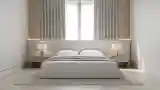 Sophisticated Bedroom with Wood and Grey Fabric