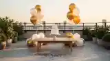 Japandi Terrace with Balloons