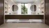 Spacious Bathroom with Wood Accents