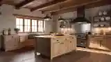 Rustic Kitchen with Wood and Stone