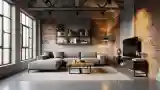 Loft Living Room with Brick Walls