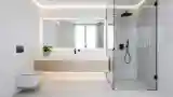 Minimalist Bathroom with Wood Accents