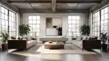 Industrial Living Room with Concrete