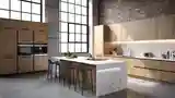 Loft Kitchen with Stone and Wood