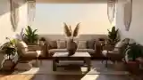 Bamboo Lounge with Warm Light