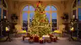 French Style Terrace with Christmas Tree