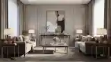 Luxurious Living Room with Marble and Gold Accents