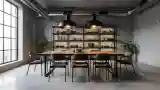 Industrial Dining Room with Raw Concrete