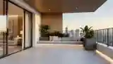 Balkon z drewnem i światłem