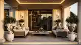 Classical Portico with Marble and Gold Accents