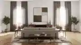 Salon z drewnem i beżami