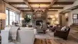 Luxurious Living Room with Stone Fireplace