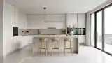 Minimalist Kitchen with Stone and Wood