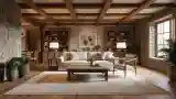 Łagodny salon w stylu rustykalnym
