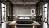 Industrial Bedroom with Concrete Elegance