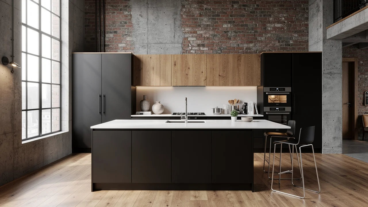 Loft Kuchnia Z Materiałami Industriowymi