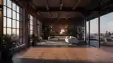 Łazienka Loft z cegłą i drewnem