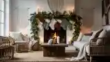 Bohemian Winter Living Room with Fireplace