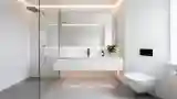 Minimalist Bathroom with Concrete Floor