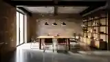 Industrial Dining Room with Brick Walls