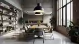 Sala Jadalnia z Betonem i Drewniem