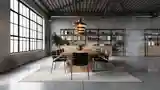 Industrial Dining Room with Concrete
