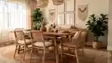 Bohemian Dining Room with Wood