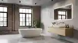 Loft Bathroom with Concrete and Brick