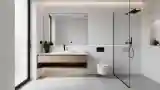 Minimalist Bathroom with Wood and Glass