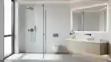 Minimalist Bathroom with Wood and Glass