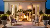 French Terrace Fireplace Glow