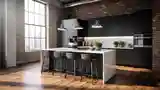 Loft Kitchen with Marble and Brick