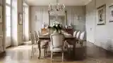 Dining Room with Wood and Crystal