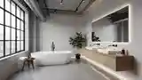 Łazienka Loft z betonem i drewnem