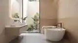Minimalistny Prysznic z Wizją Ogrodu