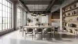 Sofistykowane Jadalnia z Betonem