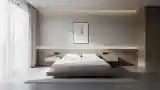 Minimalistowe Sypialnia z Drewnem