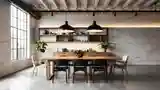Loft Dining Room with Wood
