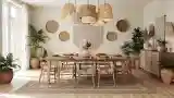Elegancka sala jedzeniowa w stylu boho