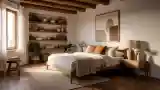 Rustic Bedroom with Wood and Wool