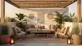 Boho Taras z Drewnem i Różami