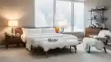 Mid Century Modern Bedroom with Wood and Silver Accents