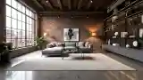 Industrial Living Room with Brick Walls
