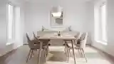 Elegancka sala obiadowa z drewnem