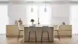 Modern Kitchen with Wood and White Marble