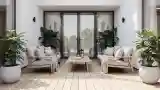 Minimalist Terrace with Wood and Greenery