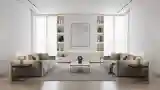 Modern Living Room with Concrete and Wood